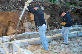 Fab-Form Fastfoot Adapts to Uneven Ground, Fabric Formwork for concrete footings and pad edging in MA